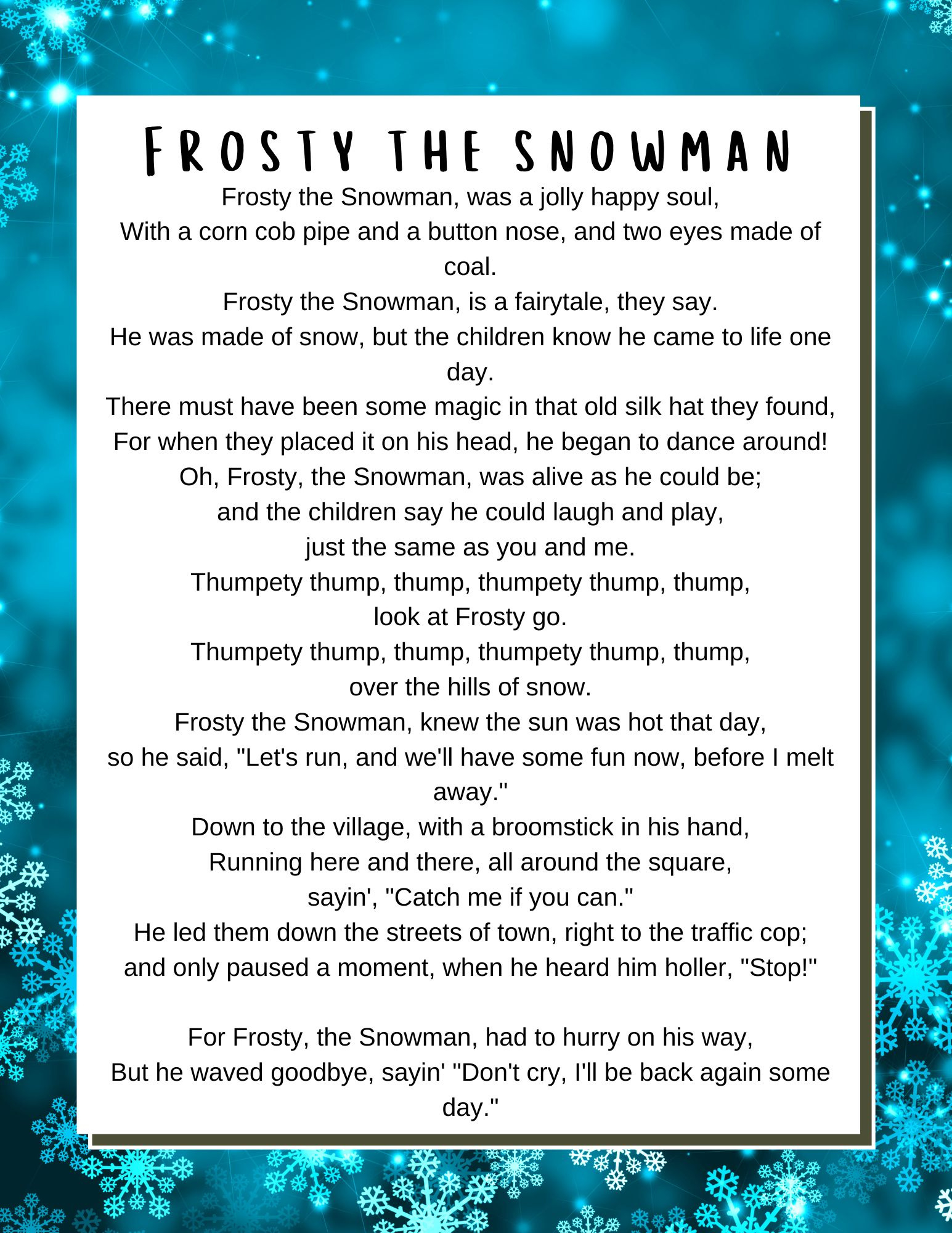 Christmas Songs Lyrics - Lyrics To Popular Christmas Carols for Free Printable Song Lyrics For Seniors