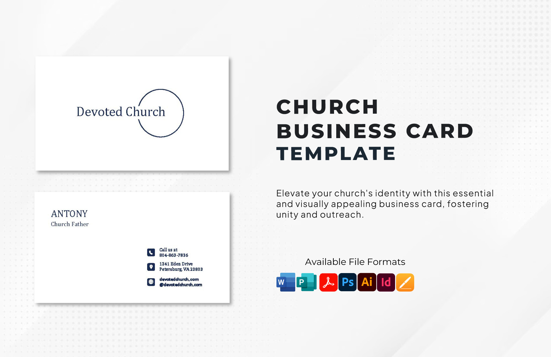 Church Business Card Template In Pages, Illustrator, Indesign with regard to Free Printable Religious Business Card Templates