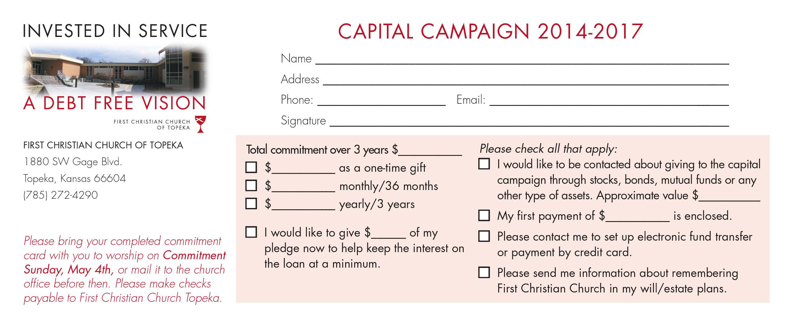 Church Capital Campaign Pledge Card Samples - Church Development intended for Free Church Pledge Card Template