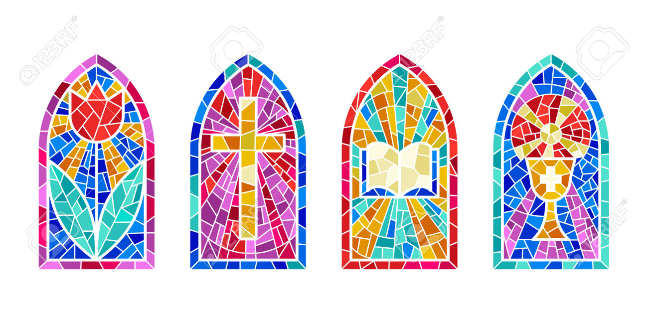 Church Glass Windows. Stained Mosaic Catholic Frames With Cross inside Catholic Free Printable Religious Stained Glass Patterns