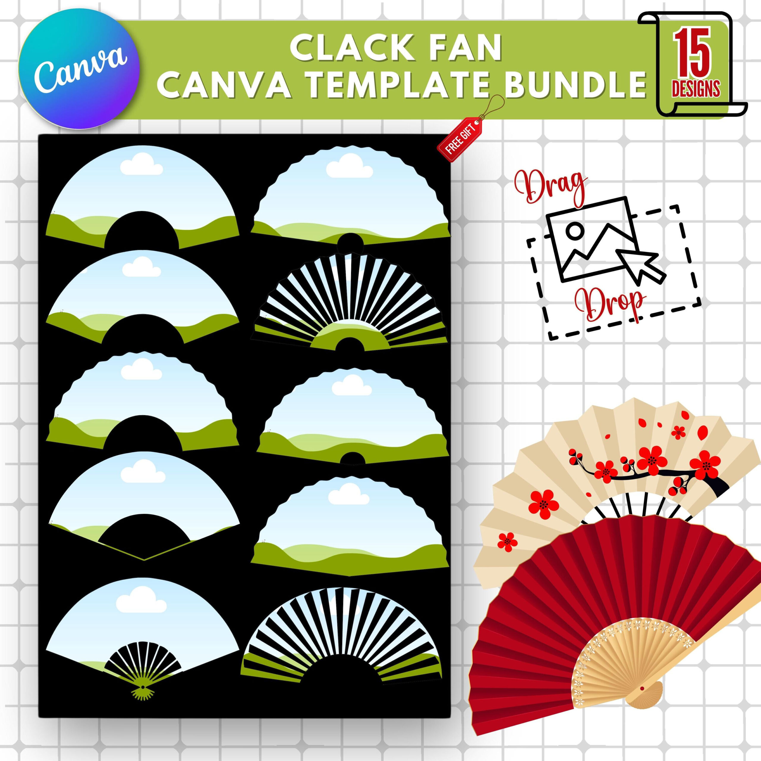 Clack Fan Template |Editable + Printable Canva Template |Custom pertaining to Paper Fan Stencils Printable