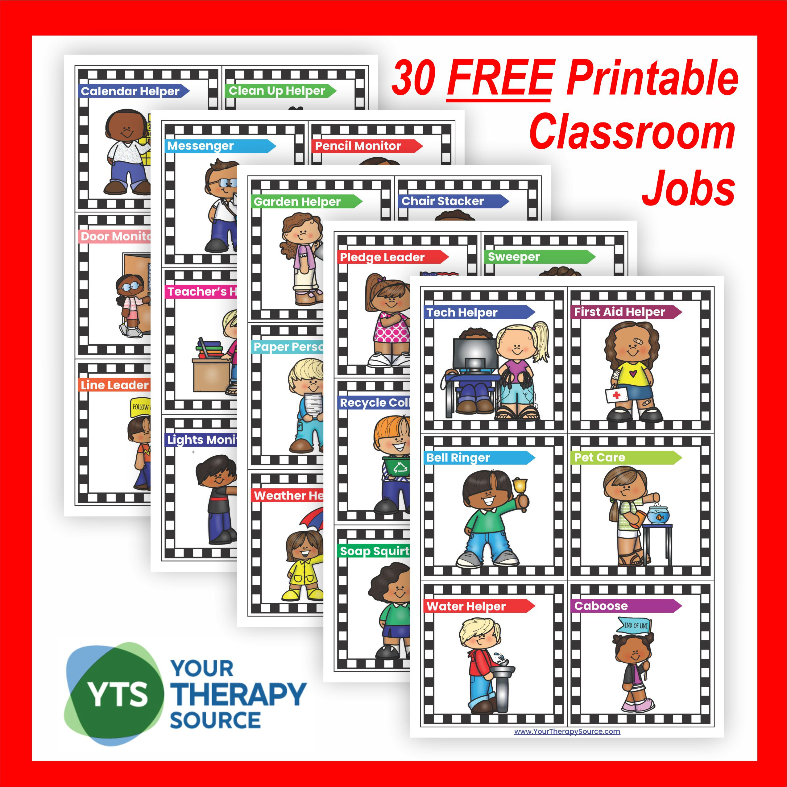 Classroom Job Ideas - Your Therapy Source intended for Classroom Job Chart Printable Free
