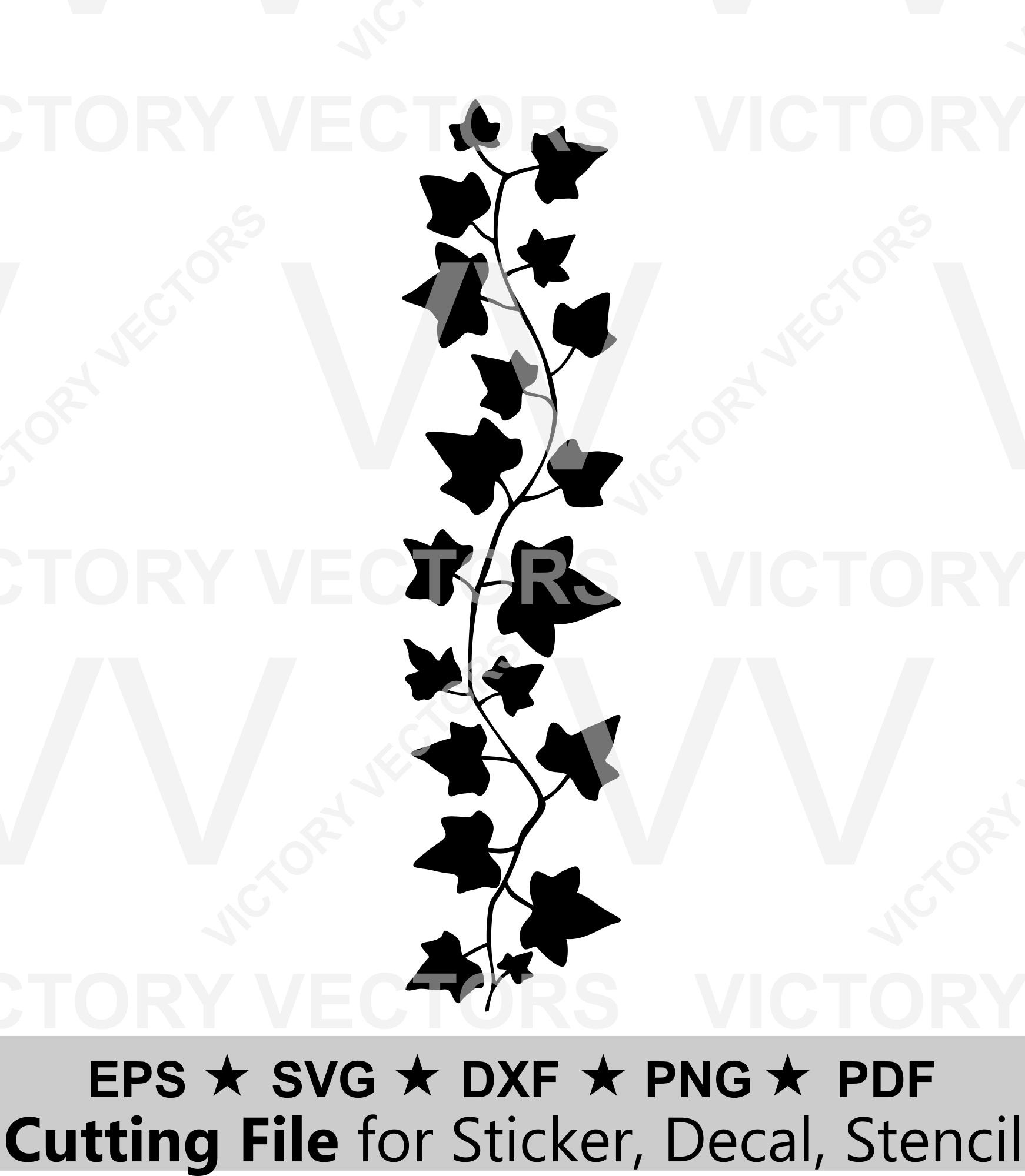Climbing Ivy Border Trailing Vector File For Cutting, Vinyl, Laser regarding Free Printable Ivy Stencils