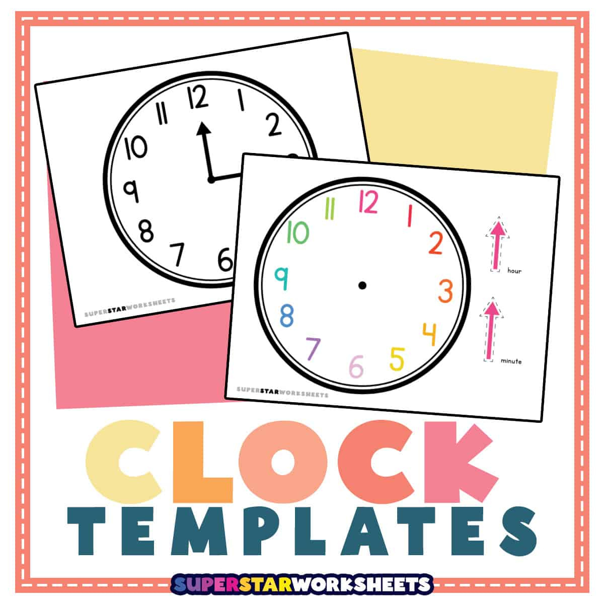 Clock Template (Free Printables) - Superstar Worksheets with regard to Free Printable Clock Hands
