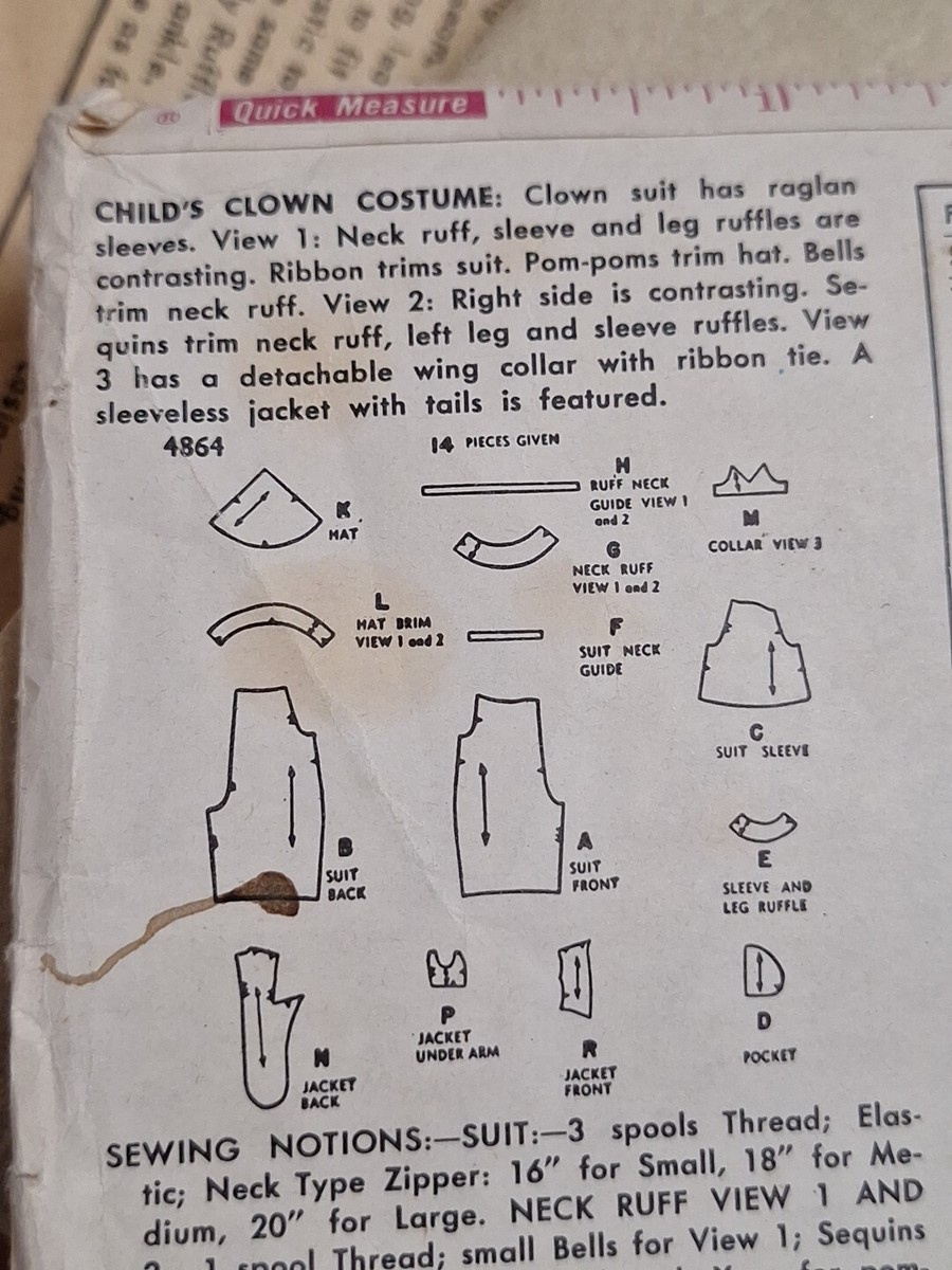 Clown Costume Childs M 6 8 Simplicity 4864 Sewing Pattern Cut Vtg with Free Printable Clown Costume Pattern