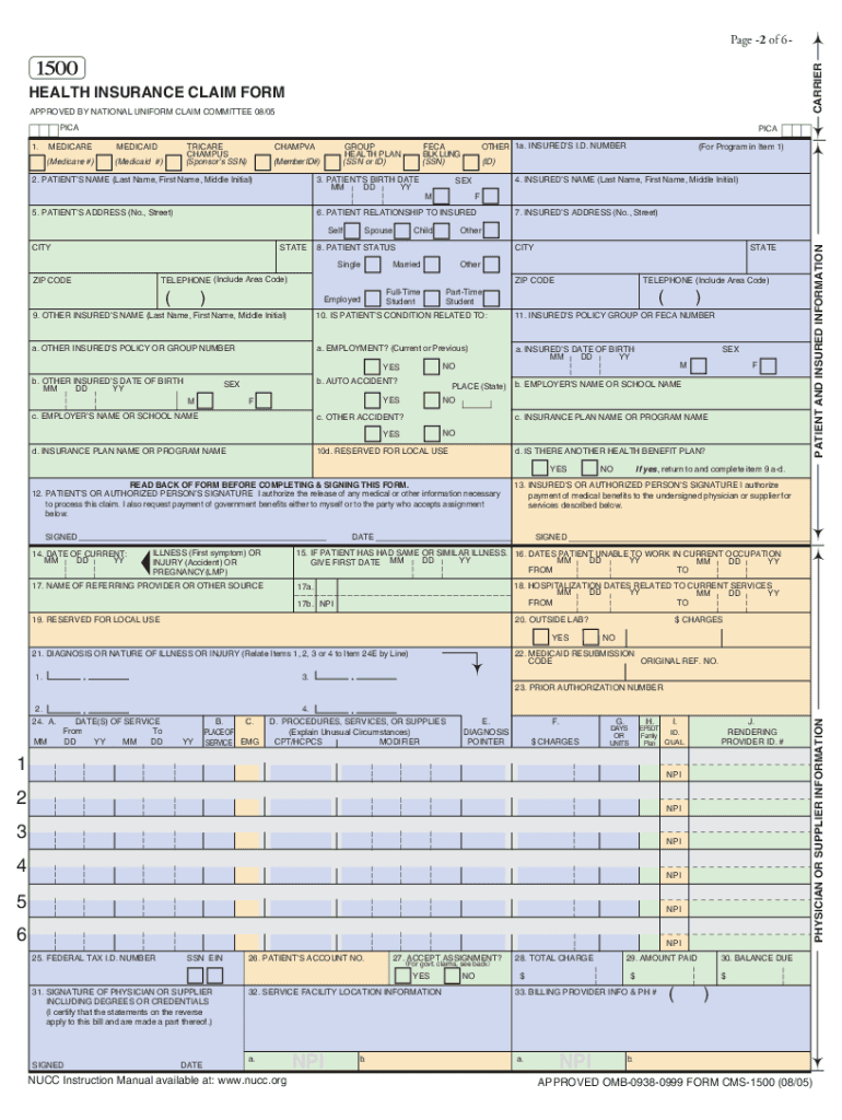 Cms 1500 Fillable Form Free: Fill Out &amp;amp; Sign Online | Dochub in Free Fillable Cms 1500 Template