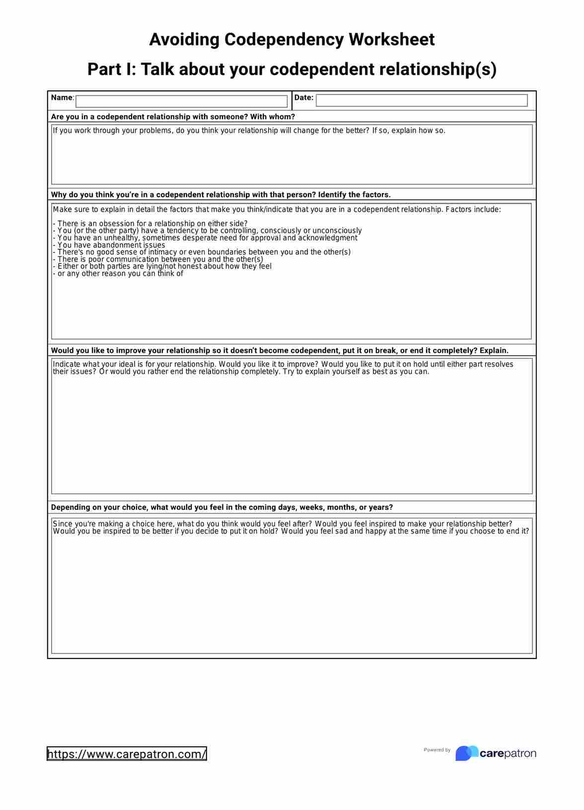 Codependency Worksheets intended for Free Printable Codependency Worksheets