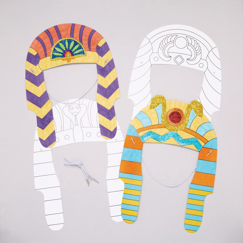 Colour-In Pharaoh Headdress for Free Printable Egyptian Headress Pattern
