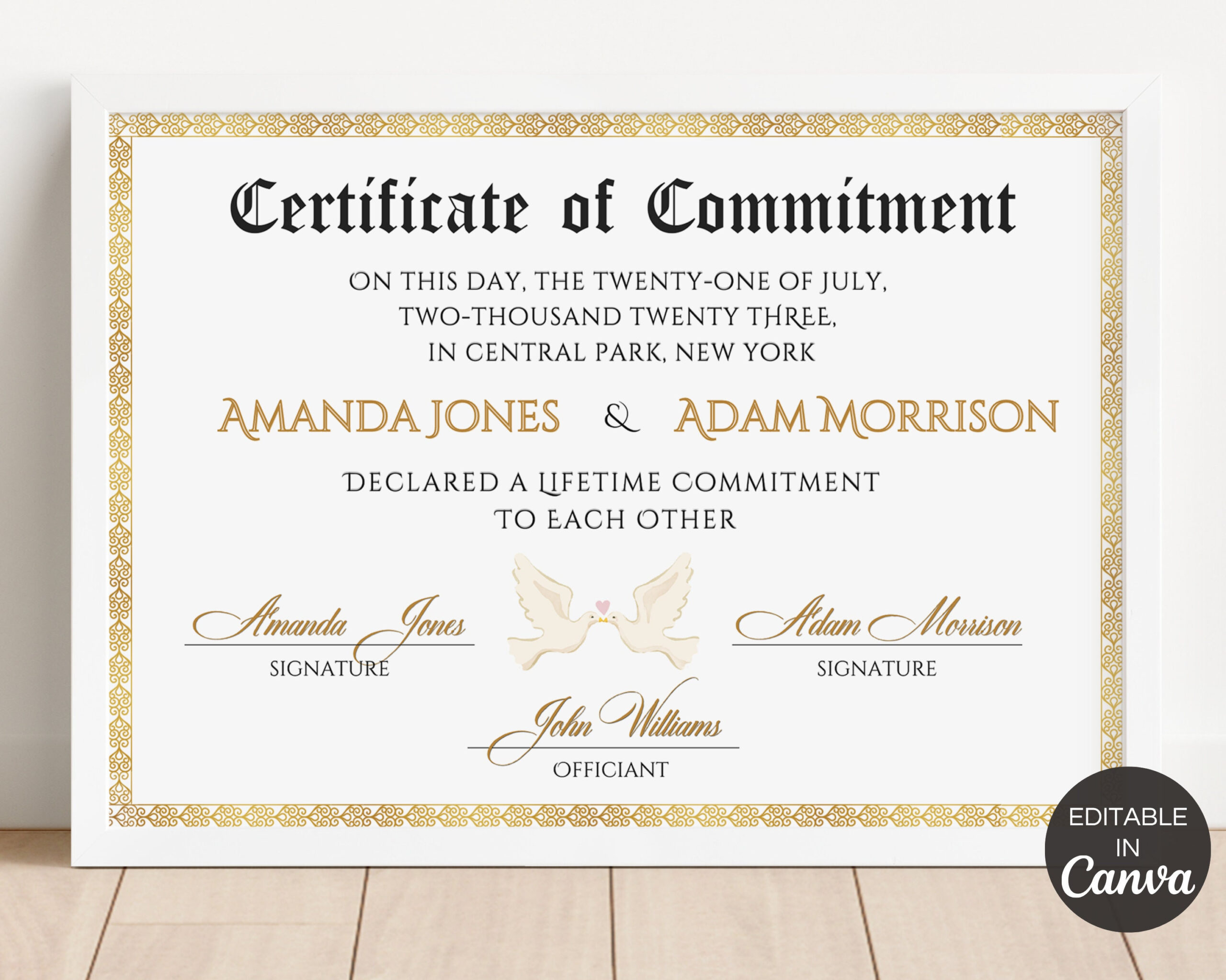 Commitment Certificate Template, Printable Certificate Of pertaining to Commitment Certificate Free Printable