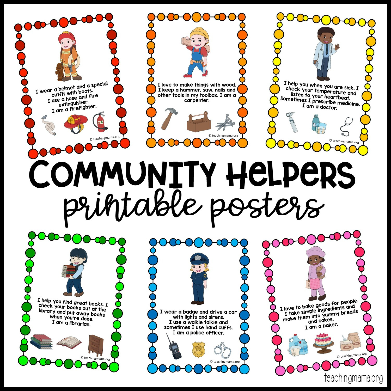 Community Helpers Printable Posters And Activities - Teaching Mama intended for Free Community Helpers Printables
