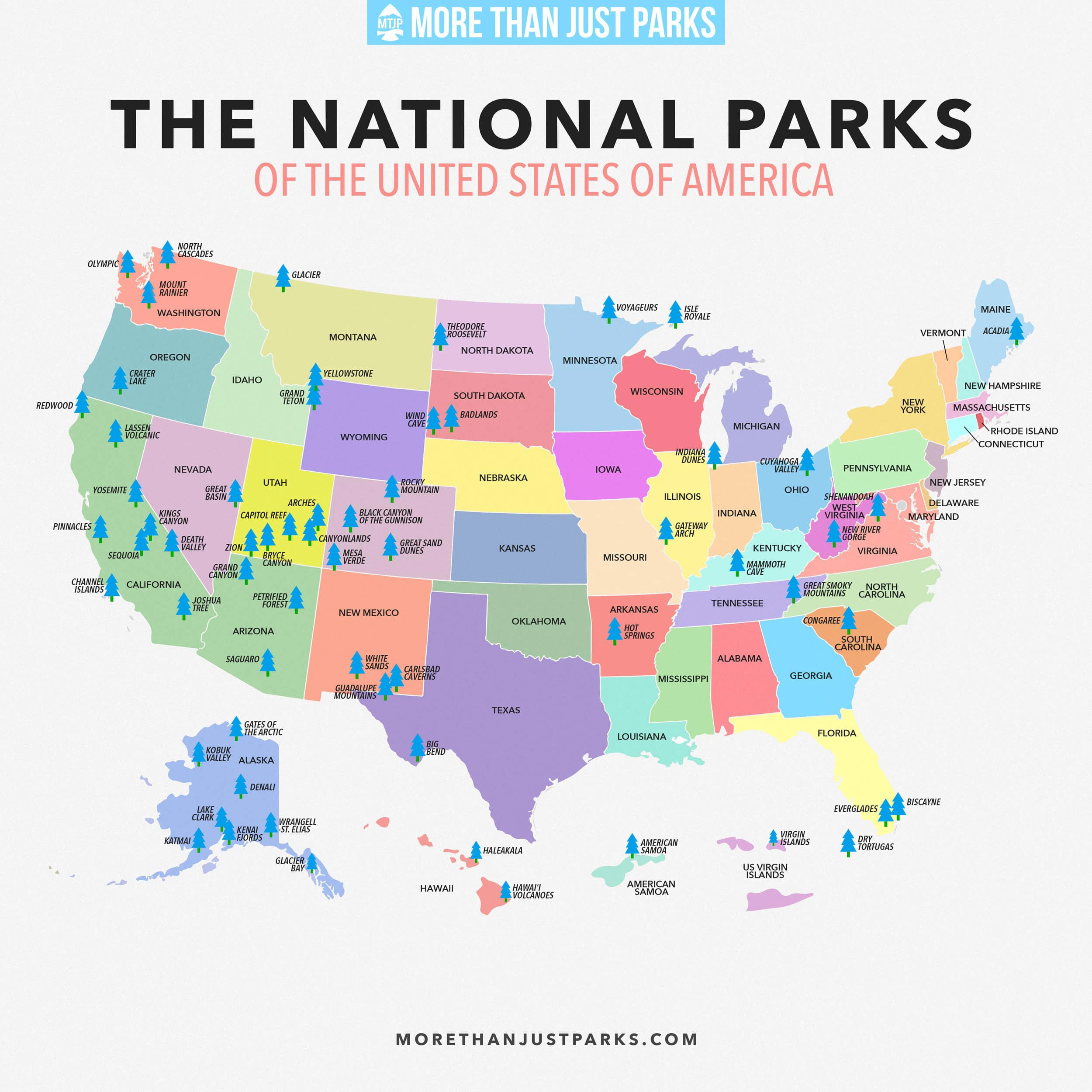 Complete National Parks List 2024 (+ Printable Map) in Free Printable Map of National Parks