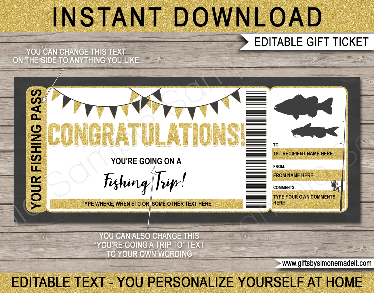 Congratulations Fishing Trip Gift Ticket with regard to Free Fishing Certificate Templates