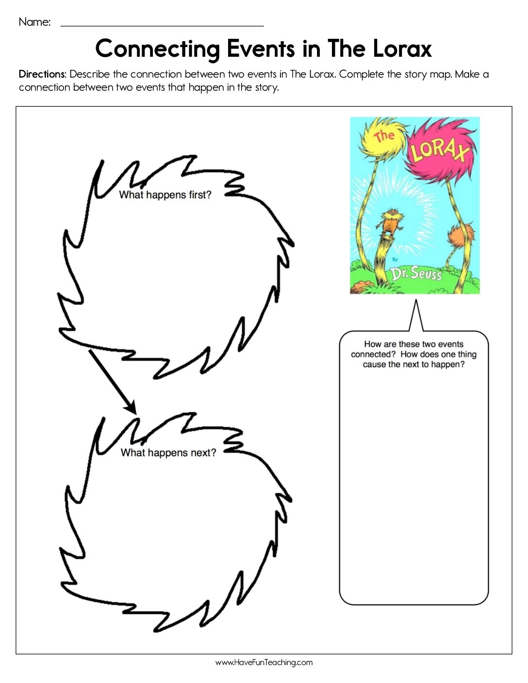 Connecting Events In The Lorax Worksheet - Have Fun Teaching with Free Lorax Printables