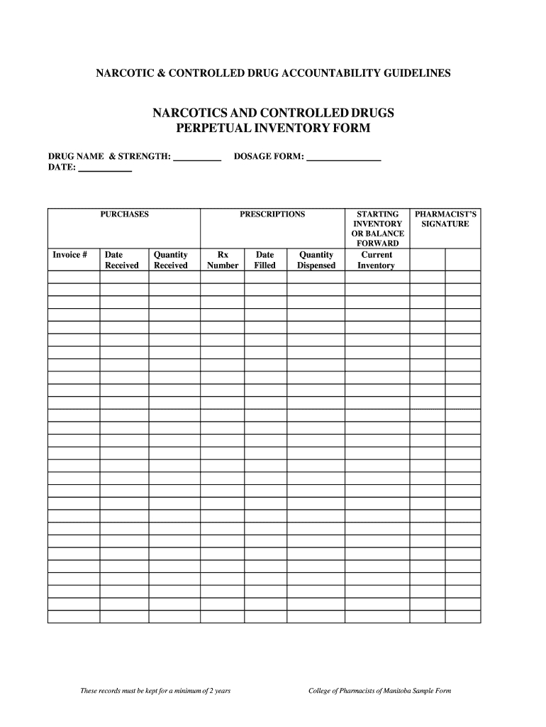 Controlled Substance Perpetual Inventory Log: Fill Out &amp;amp; Sign in Free Printable Controlled Substance Log