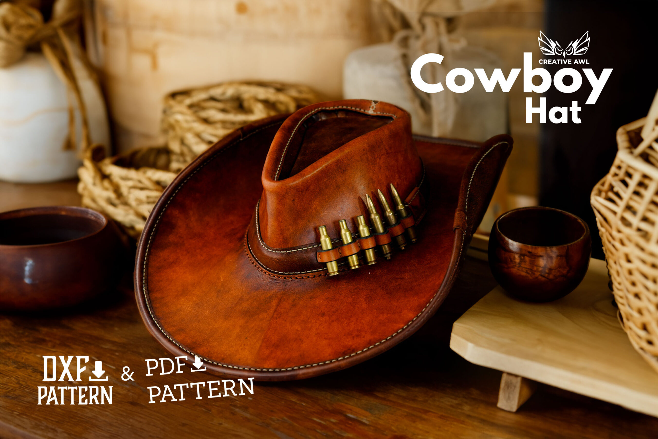 Cowboy Hat [Pdf &amp;amp; Dxf Pattern] - Creative Awl Studio with Cowboy Hat Sewing Pattern Printable