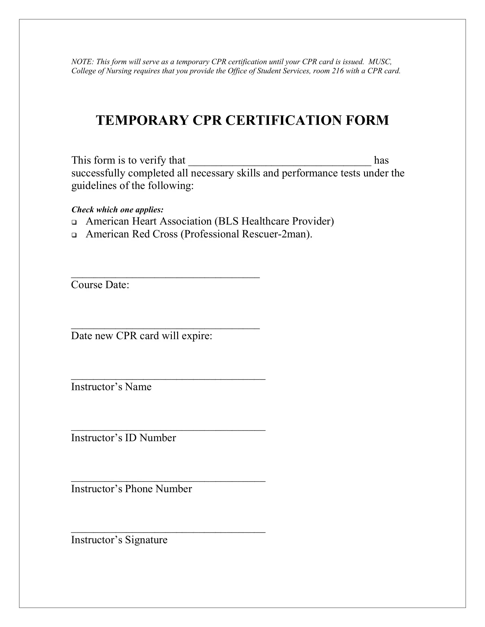 Cpr Certification Form ≡ Fill Out Printable Pdf Forms Online pertaining to Free Cpr Card Template
