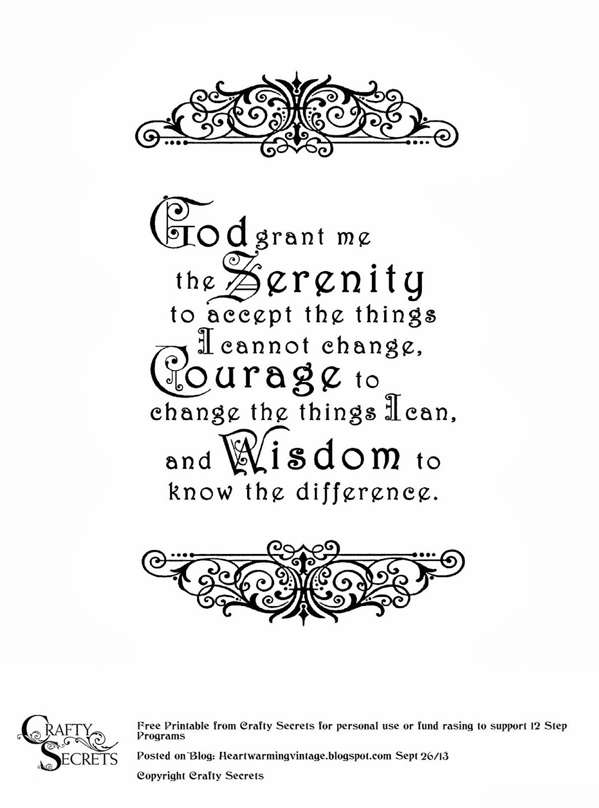 Crafty Secrets Heartwarming Vintage Ideas And Tips: Free Serenity regarding Free Printable Serenity Prayer
