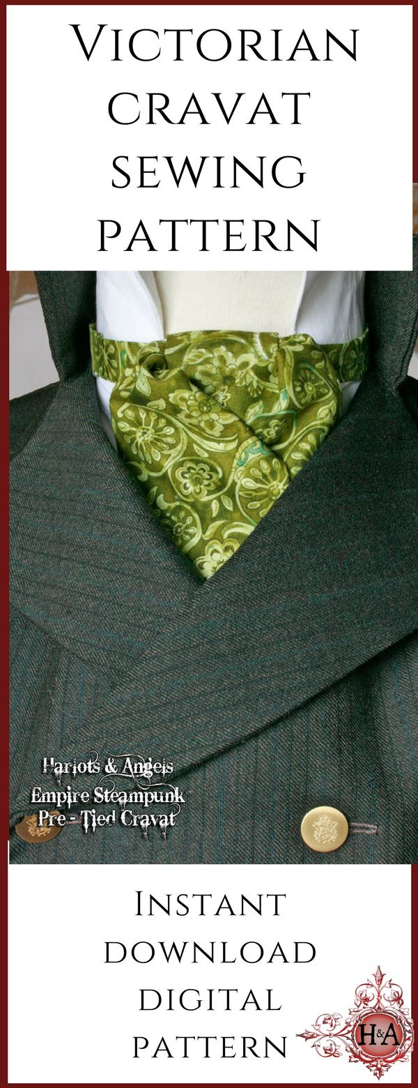 Cravat Neck Tie Sewing Pattern, Pdf Download, Steampunk Cosplay within Free Printable Cravat Pattern