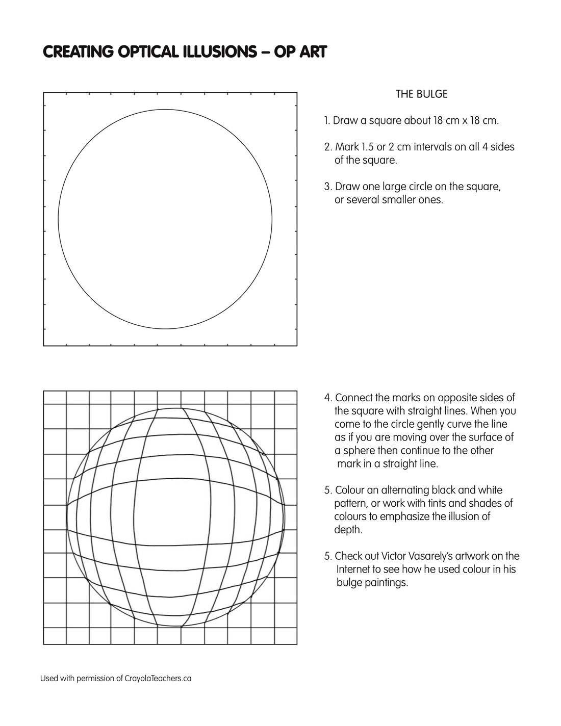 Crayola Canada | Worksheets | Optical Illusions- Bulge inside Free Printable Optical Illusions Worksheets