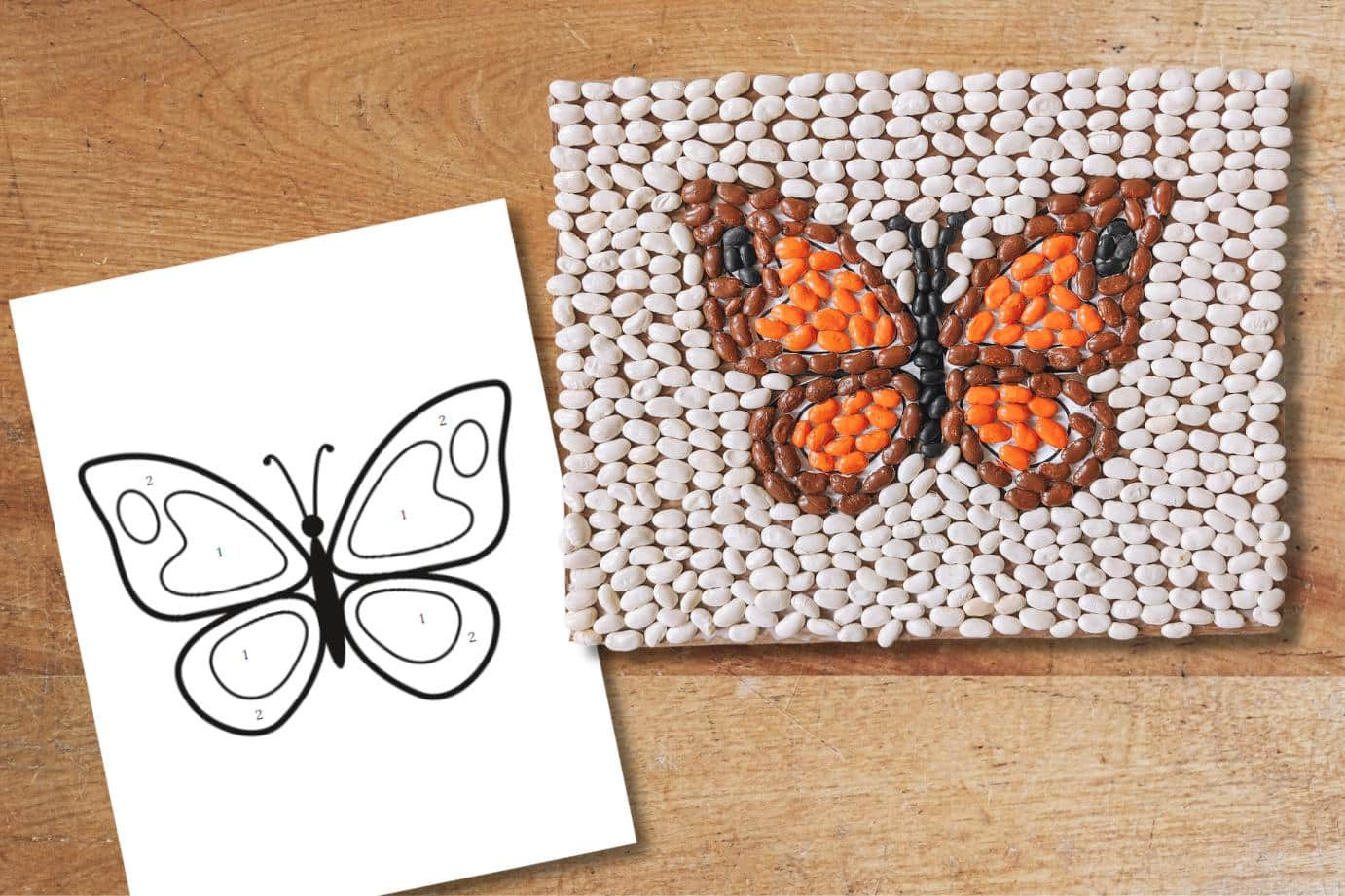 Create Bean Art With A Free Butterfly Mosaic Template regarding Paper Mosaic Patterns Printable