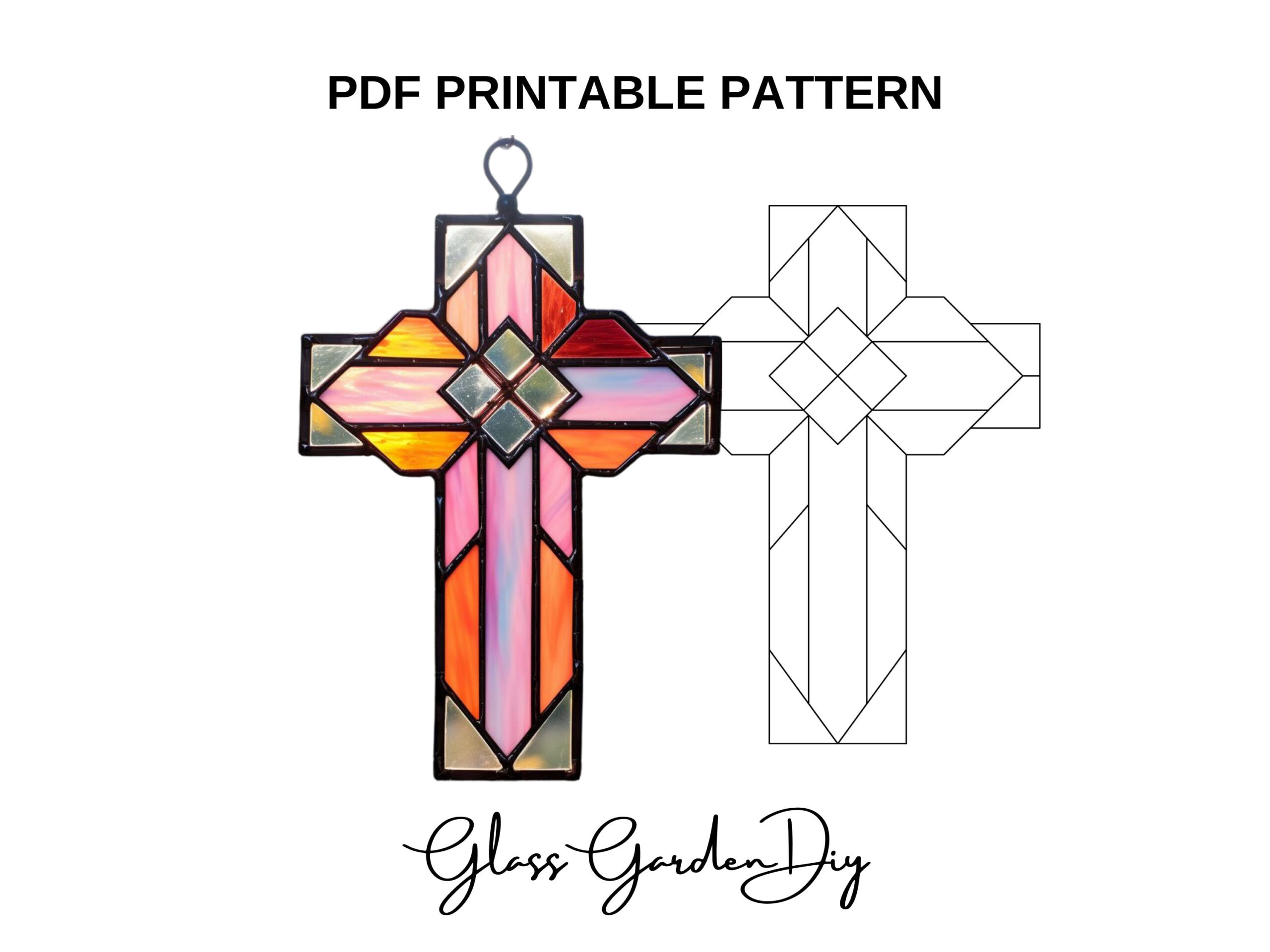 Cross Christian Symbol Ornament Stained Glass Pattern Pdf Png in Printable Stained Glass Cross Patterns