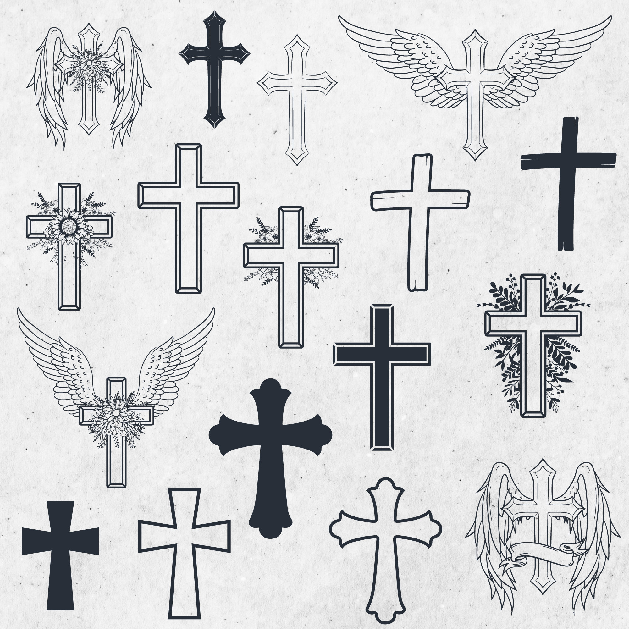 Cross Svg Bundle, Cross Tattoo Svgs, Crosses Svg Cut File in Cross Tattoo Stencil Printable