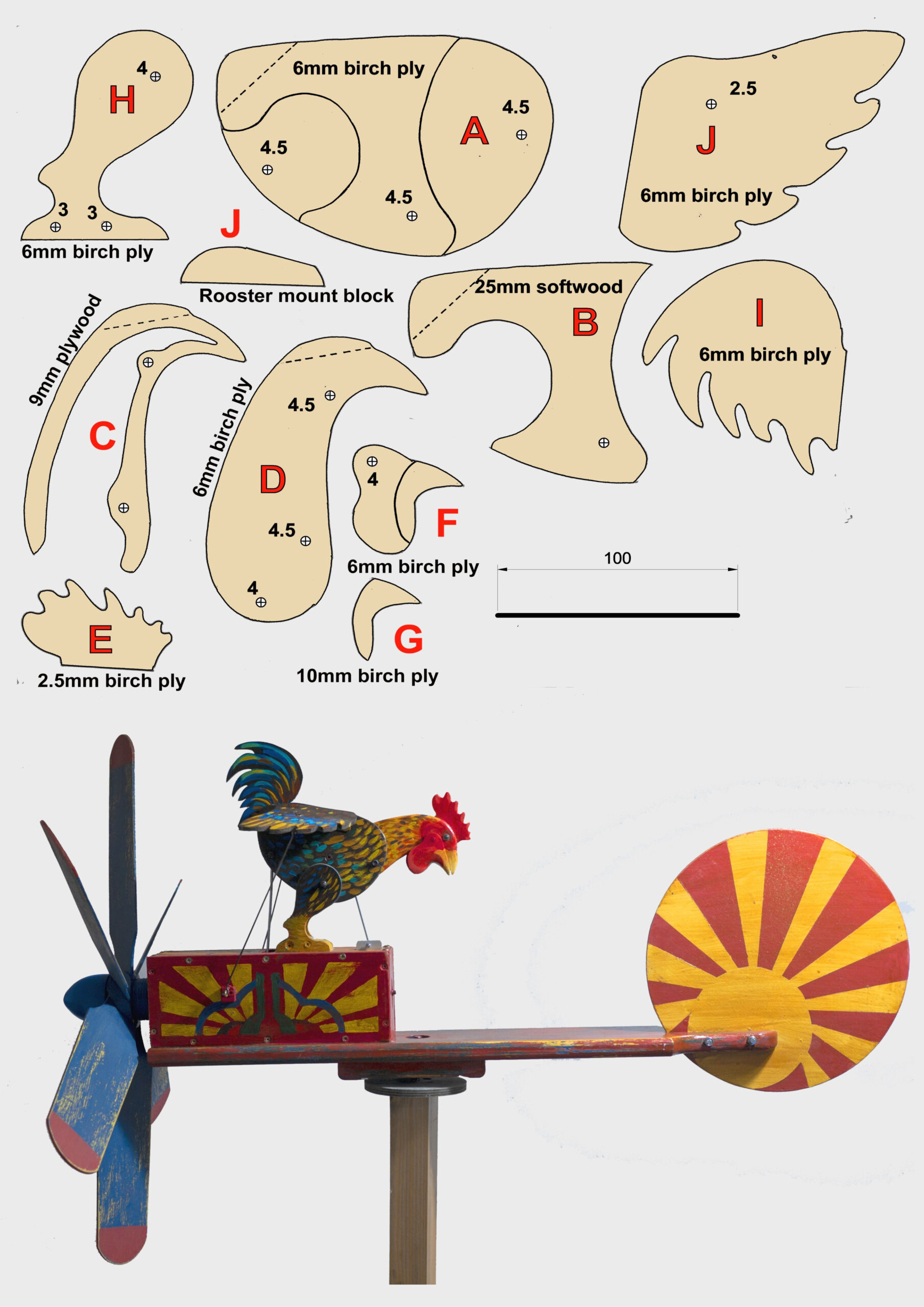 Crowing Rooster Whirligig Construction Video Part One throughout Free Printable Whirligig Patterns