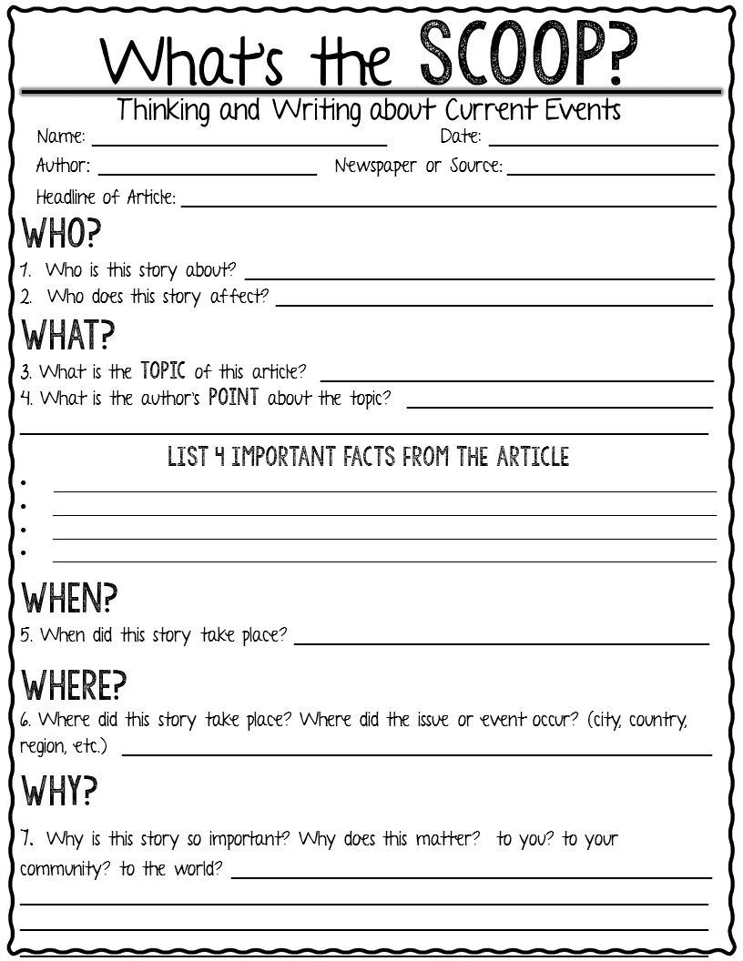 Current Event Activity Sheet - Worksheets Library with Free Printable Current Events Worksheets