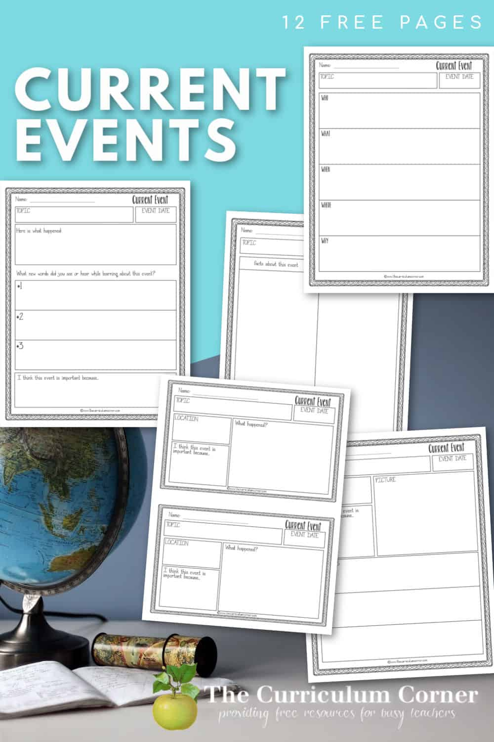 Current Events Worksheets - The Curriculum Corner 4-5-6 regarding Free Printable Current Events Worksheets
