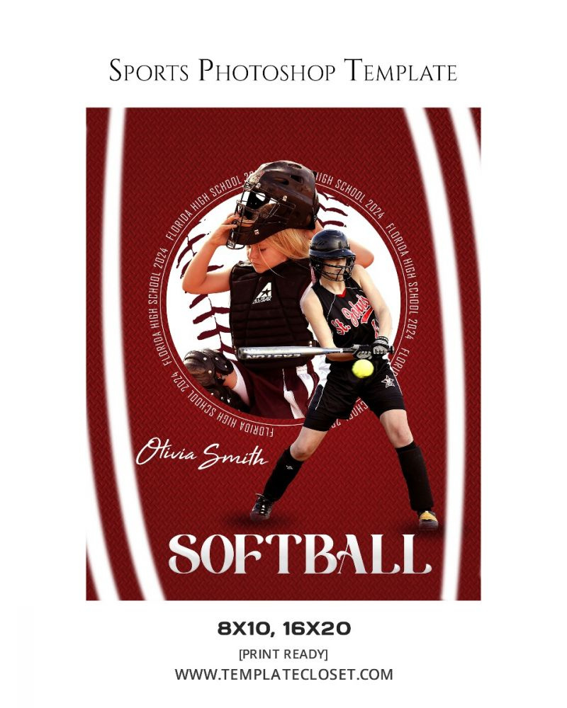 Custom Photoshop Templates - Softball inside Free Softball Card Template