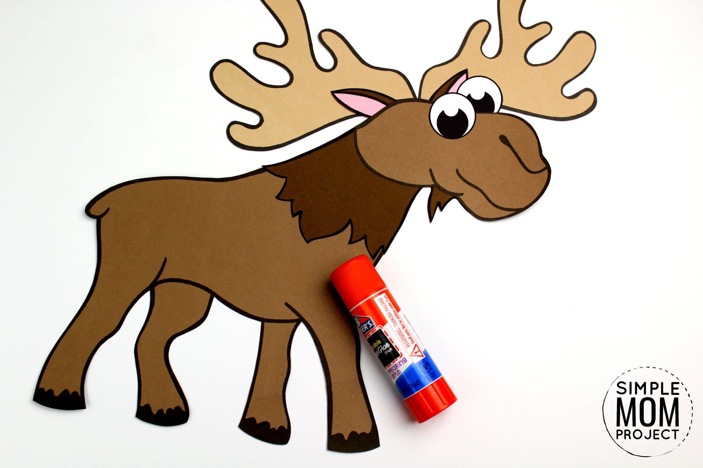 Cut And Paste Moose Craft For Kids With Free Template – Simple Mom pertaining to Moose Templates Free
