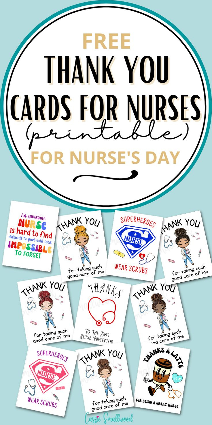 Cute Nurse Thank You Cards (Free Printable) regarding Free Nurses Week Printables