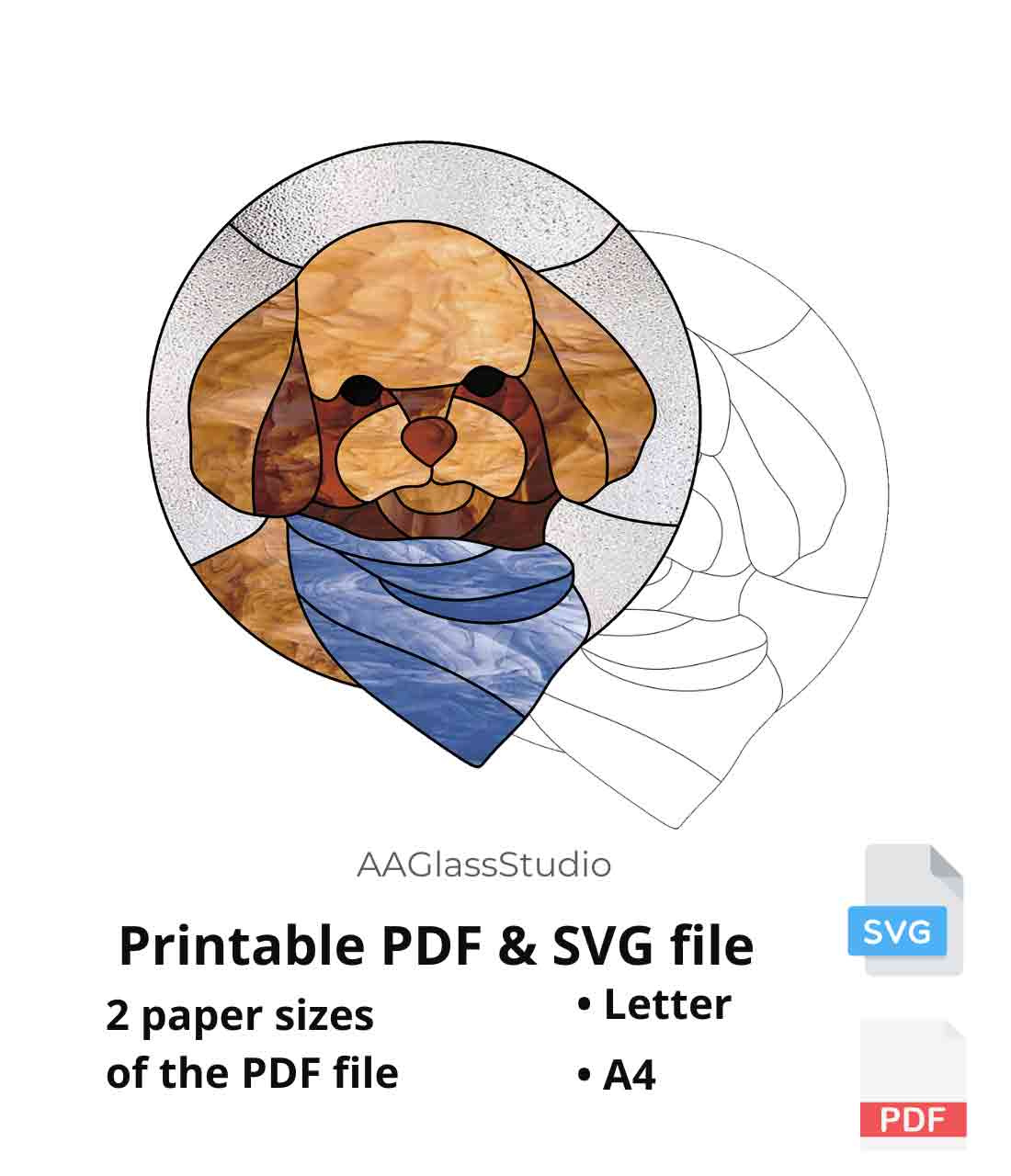 Cute Toy Poodle Portrait - Stained Glass Dog Pattern - Aaglassstudio with Free Printable Poodle Pattern