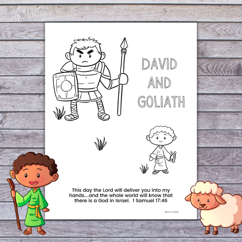 David And Goliath Coloring Page (Free Printable) with Free Printable David and Goliath Crafts