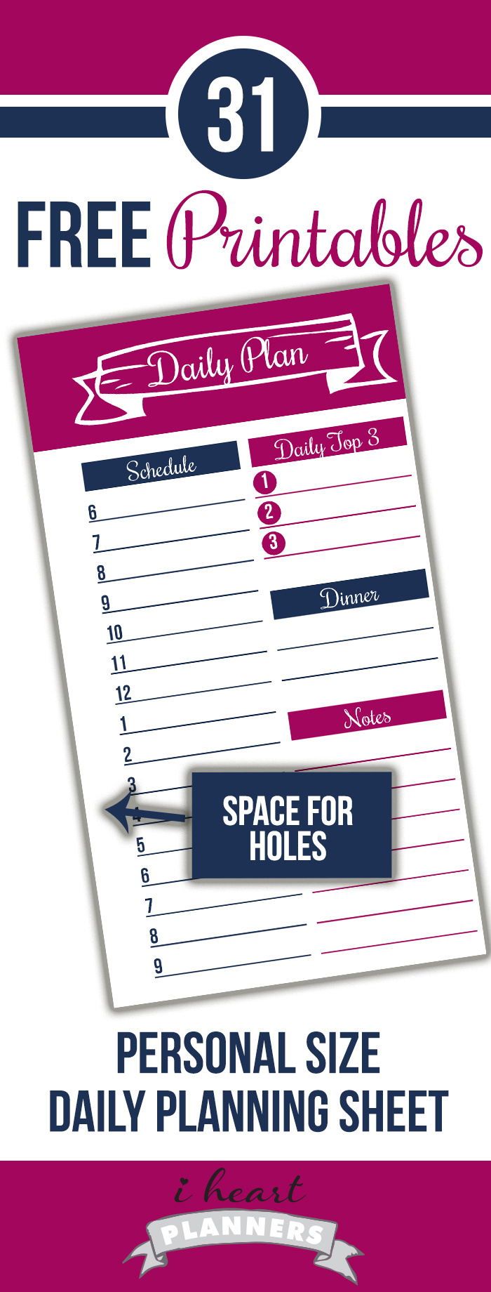 Day 10: Personal Size Daily Planning Sheet - Get Organized Hq throughout Filofax Personal Size Free Printables