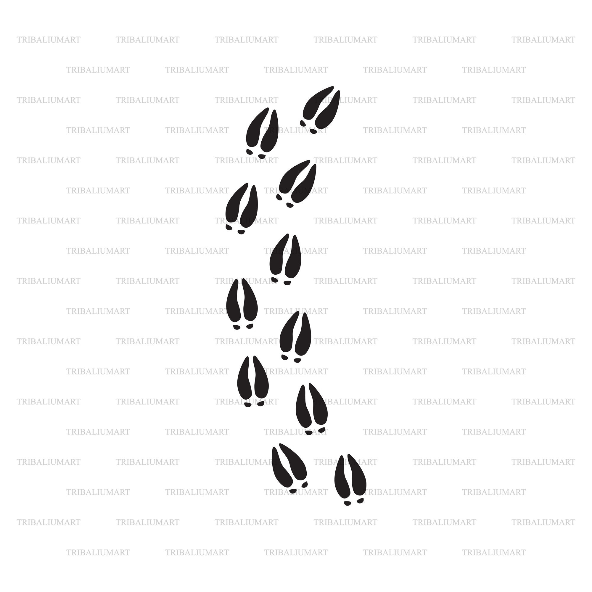 Deer Hoof Print (Traces). Cut Files For Cricut. Clip Art Silhouettes (Eps, Svg, Pdf, Png, Dxf, Jpeg). in Printable Deer Track Stencils
