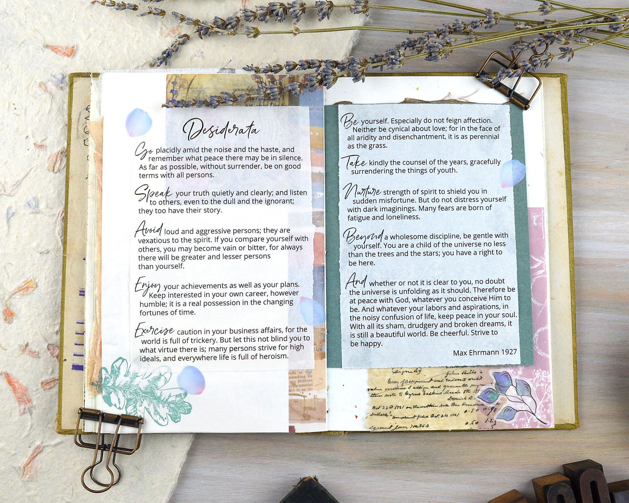 Desiderata - Free Printable Poem For Your Journal Pages with regard to Desiderata Free Printable Copy