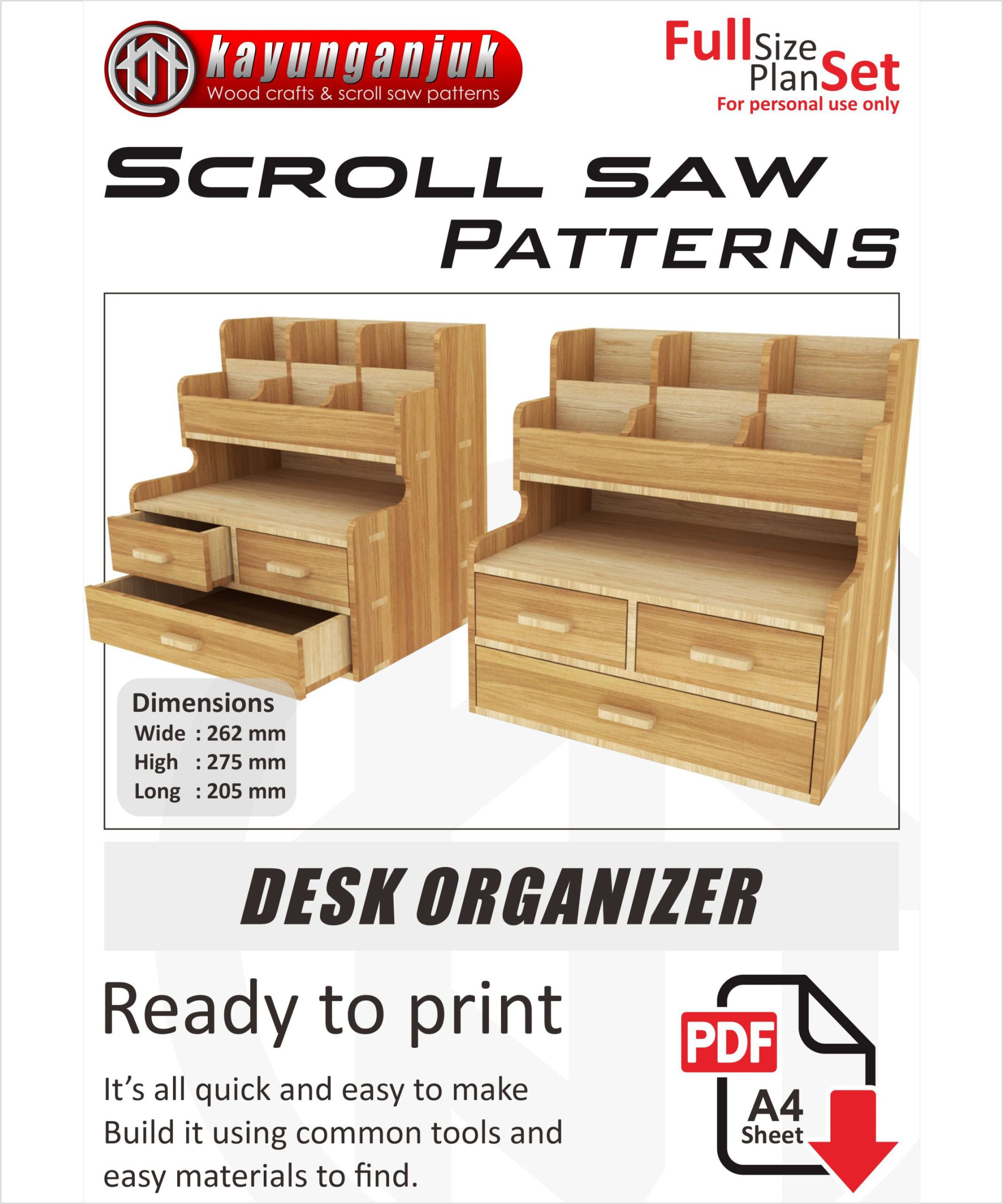Desk Organizer Plan Set Pdf within Diy Desk Organizer Printable Pattern