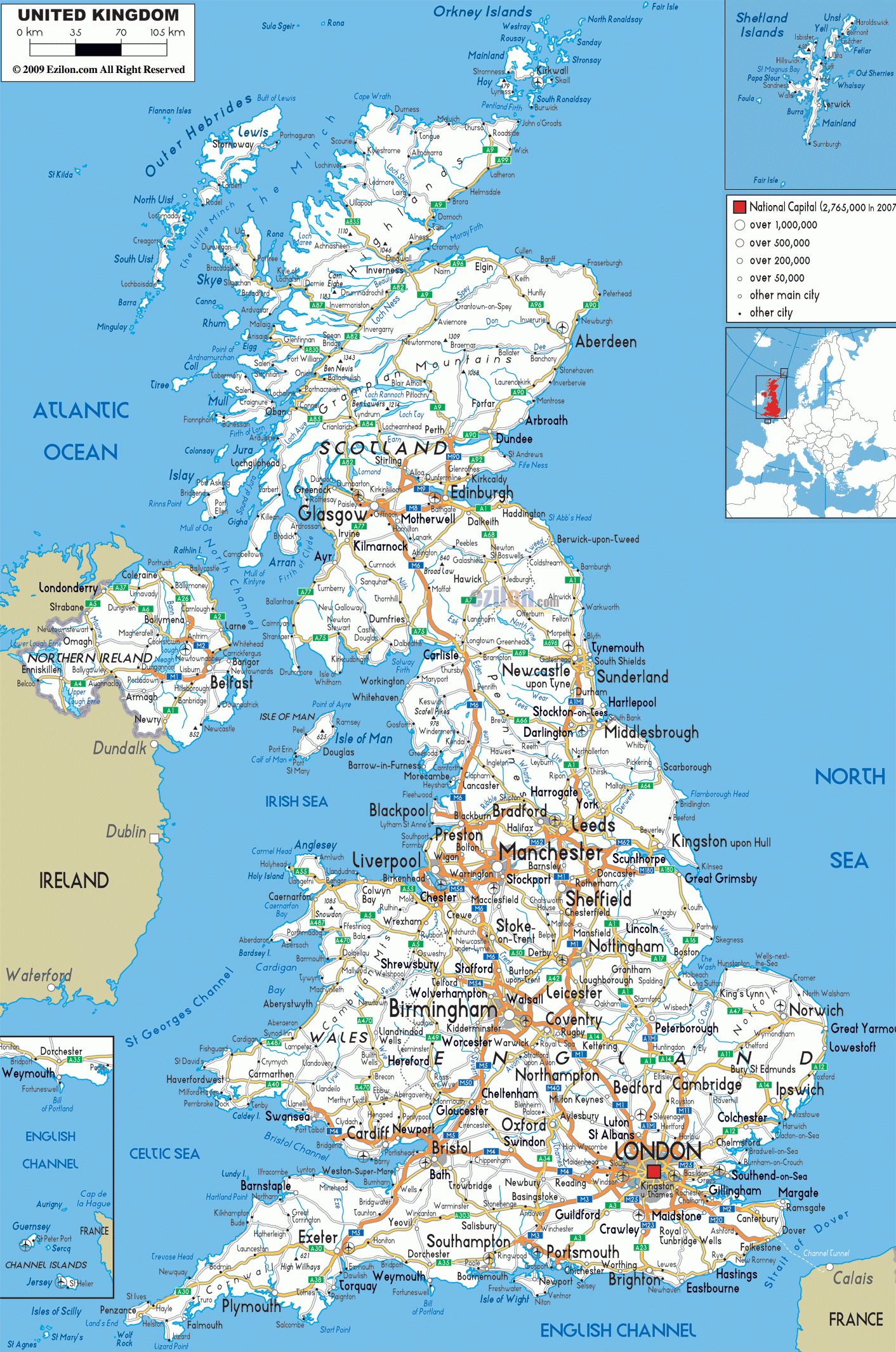 Detailed Large Road Map Of United Kingdom - Ezilon Maps regarding Free Printable Map Of Great Britain