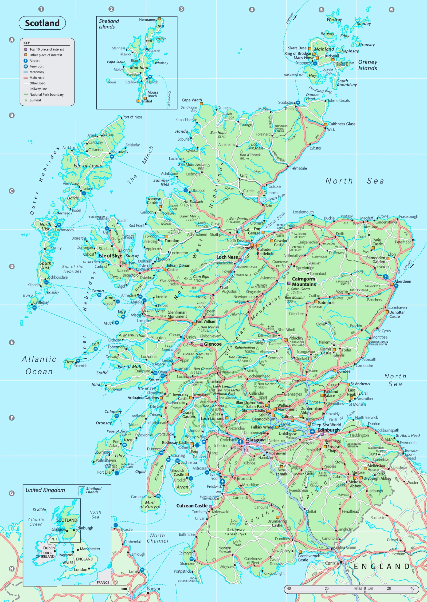 Detailed Map Of Scotland - Ontheworldmap within Printable Map of Scotland Free