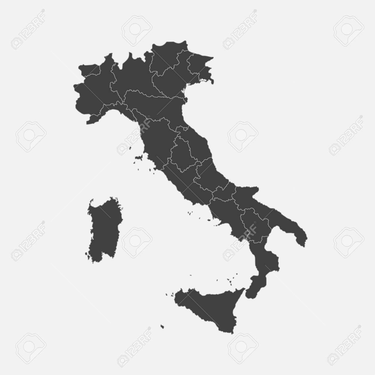 Detailed Vector Map Italy Divided On Regions Isolated On for Free Printable Patterns of Italy