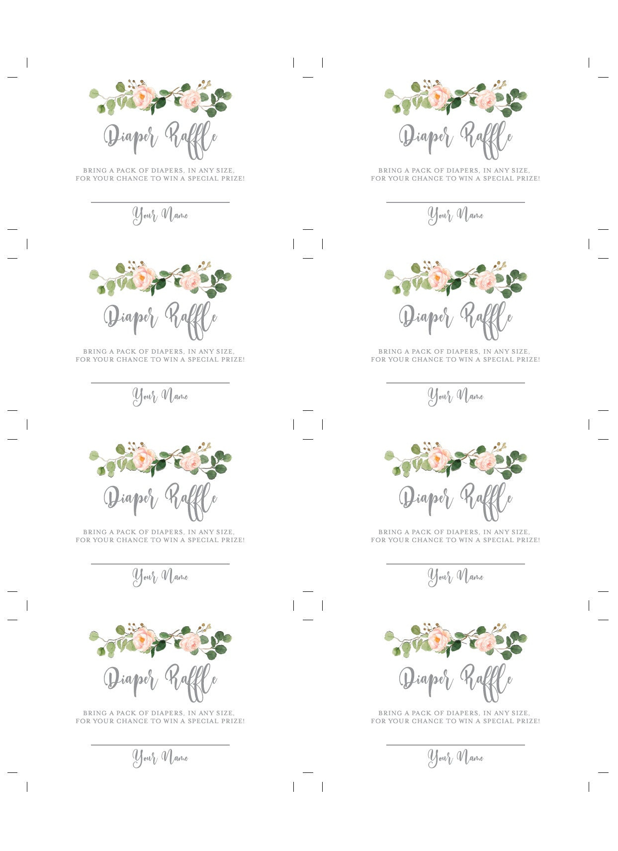 Diaper Raffle Ticket Printable,Diaper Raffle Insert, Diaper Raffle throughout Free Editable Diaper Raffle Ticket Template