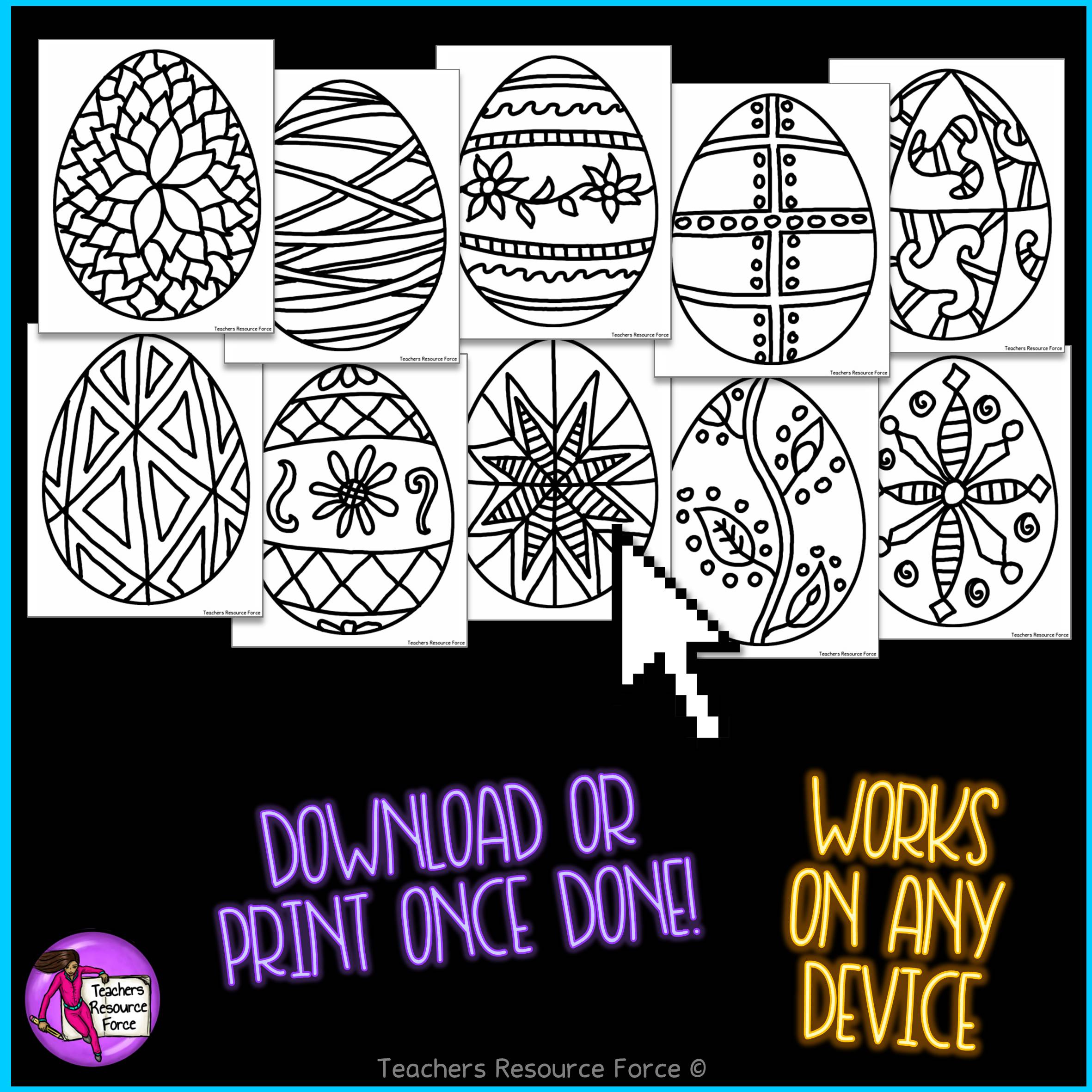 Digital Coloring Pages - Pysanky Easter Eggs for Printable Pysanky Egg Patterns