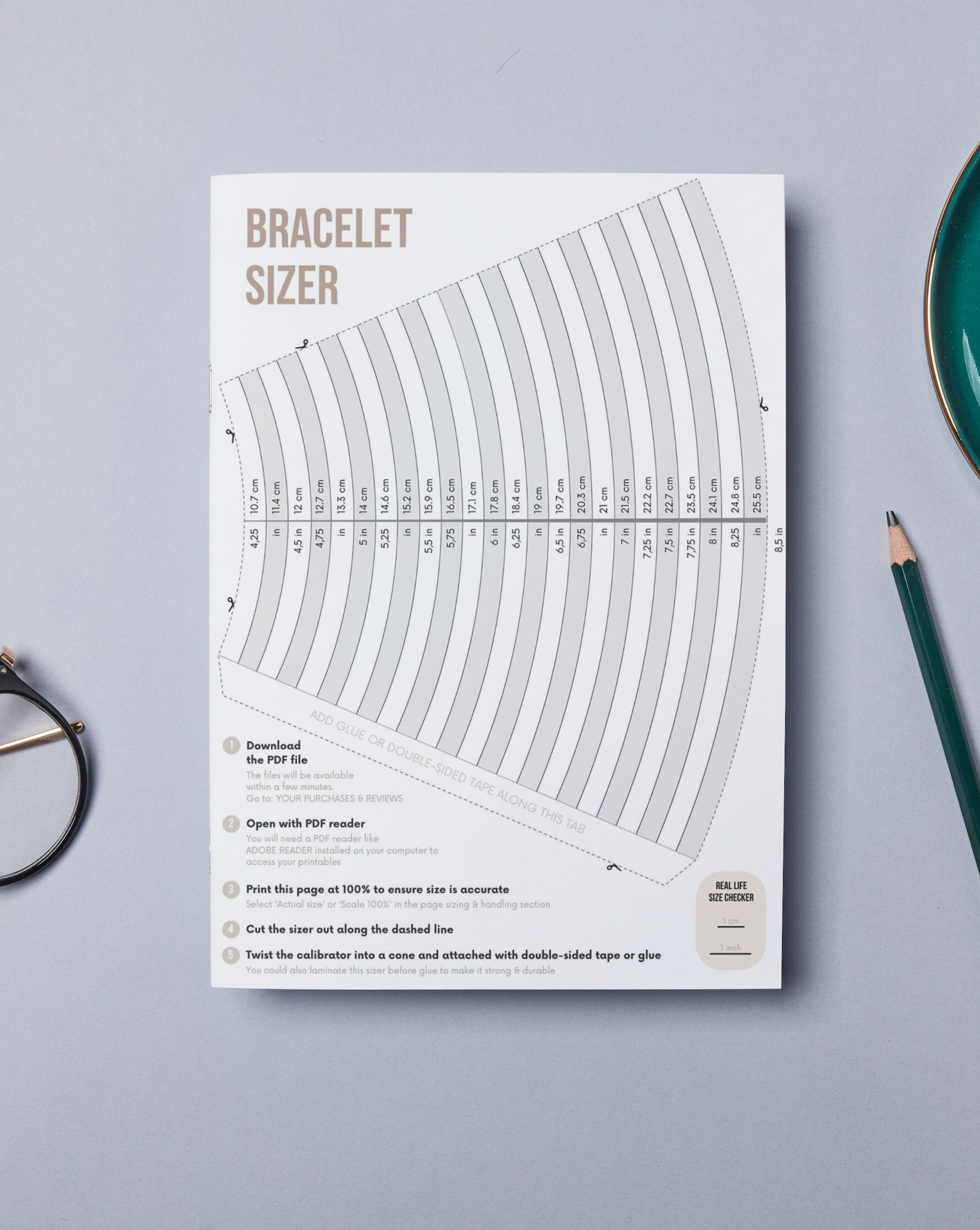 Digital Download | Printable Bracelet Sizer | Adjustable Wrist pertaining to Free Printable Bracelet Sizer