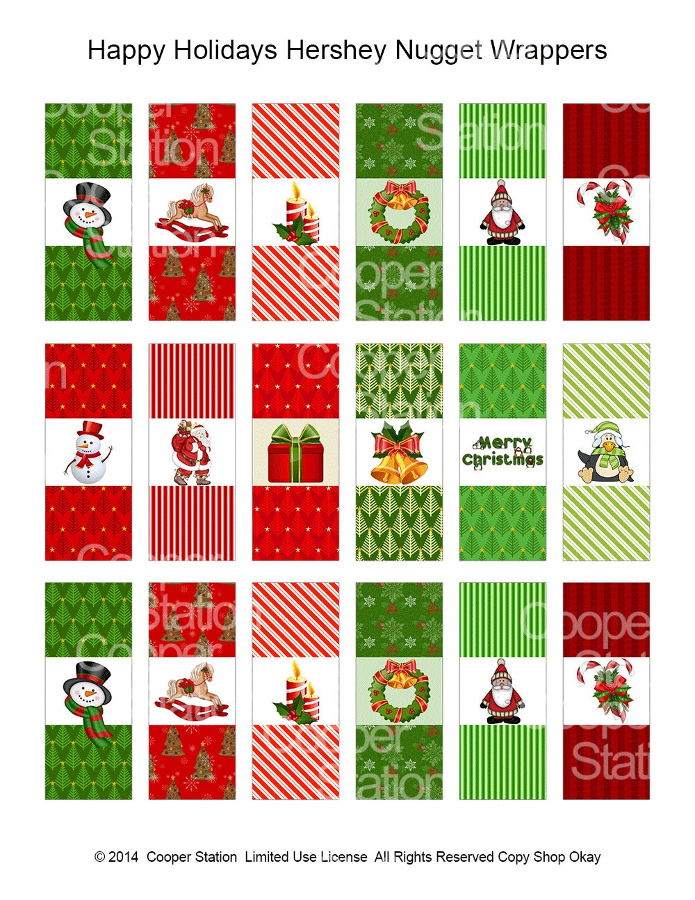 Digital Printable Holiday Chocolate Nugget Candy Wrappers - Etsy intended for Free Printable Christmas Hershey Nugget Wrappers