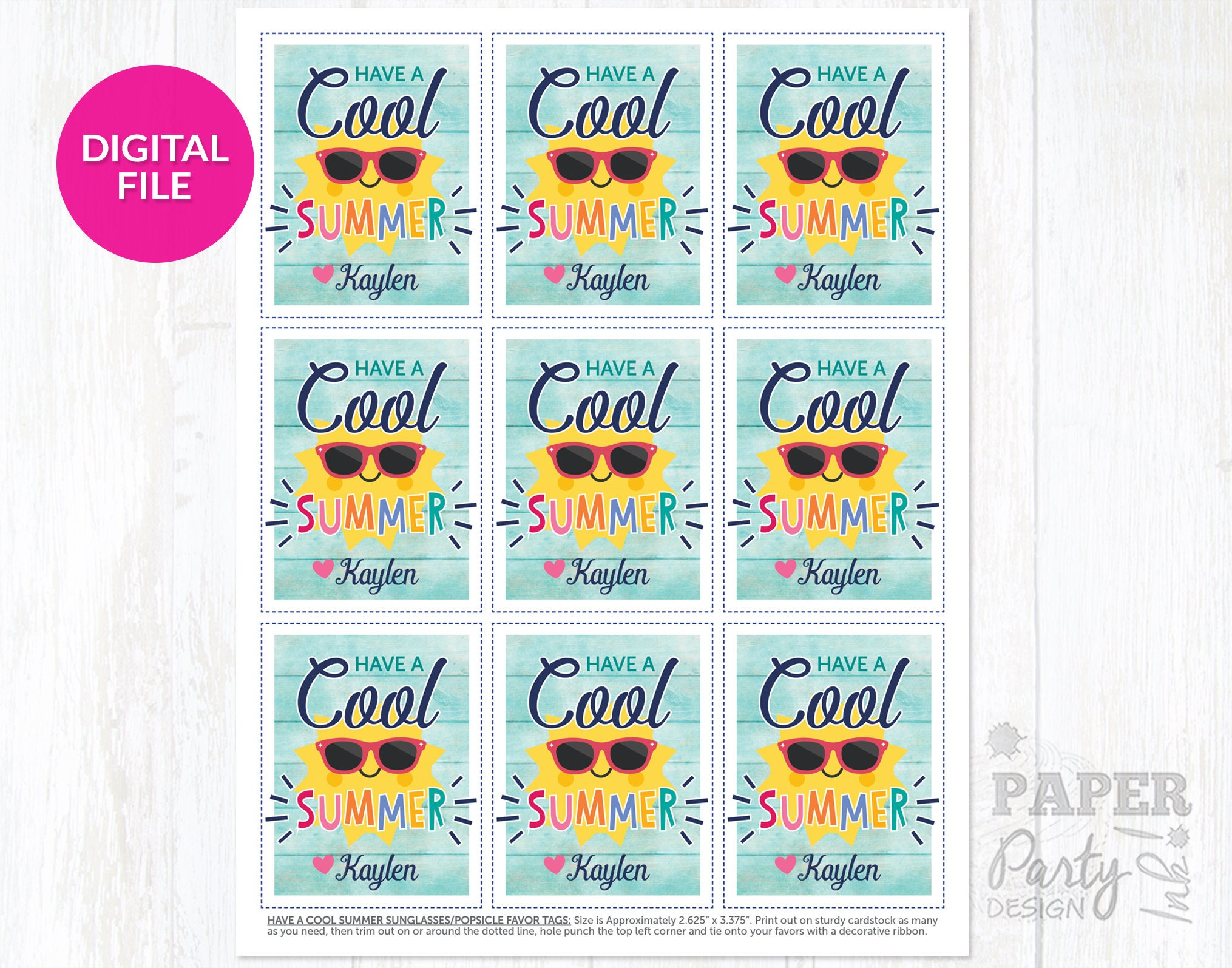 Digitale Have A Cool Summer Tags, Sommer Gunst Tags Für Die Schule within Have A Cool Summer Free Printable Tags