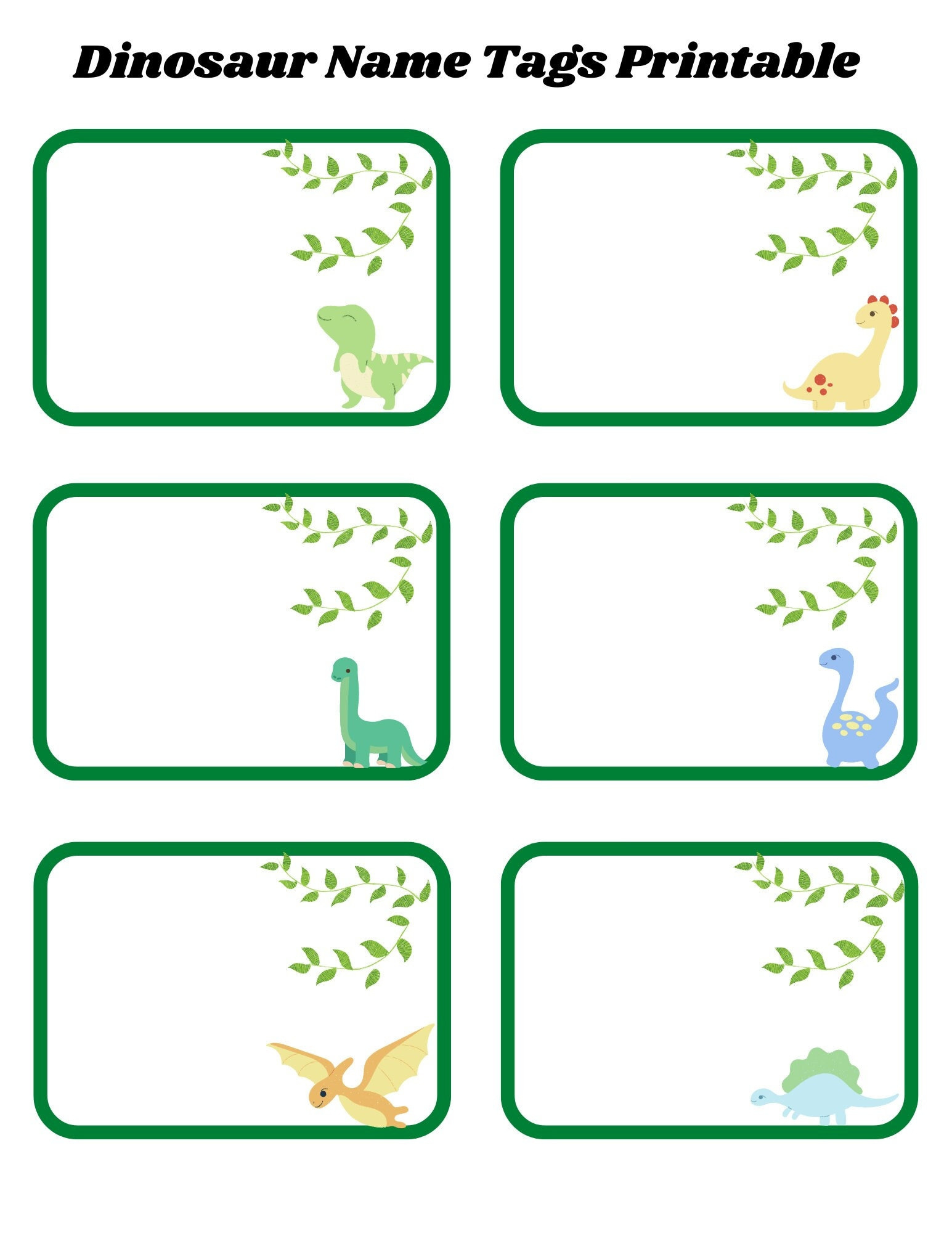 Dinosaur Children&#039;S Name Tag [Instant Download] 8X11 Nametag within Dinosaur Name Tag Free Printable