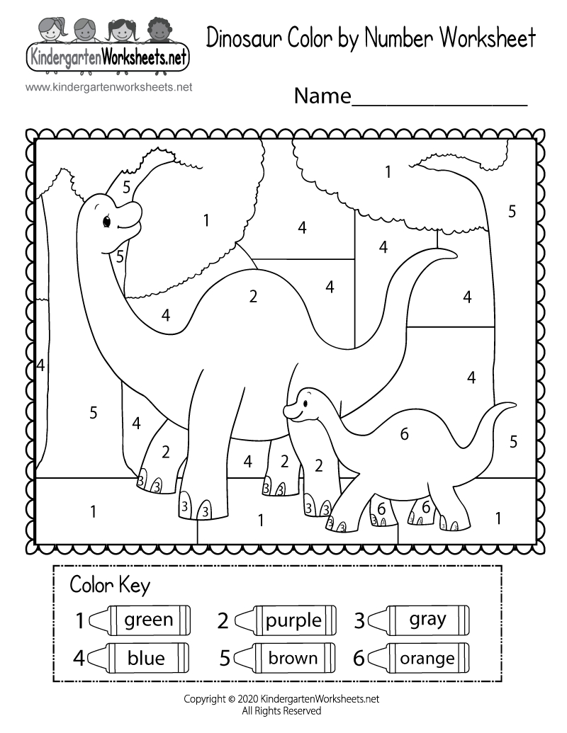 Dinosaur Colornumber Worksheet - Free Printable, Digital, &amp;amp; Pdf throughout Free Dinosaur Math Printables