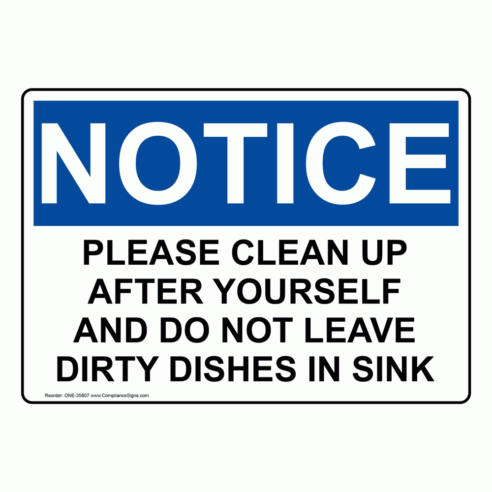 Dish Washing And Hygiene Signs - Many Options - Easy Order in Free Printable Wash Your Dishes Sign