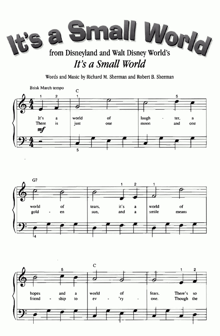 Disney It&amp;#039;S A Small World Easy Piano Sheet Music | Easy Sheet Music with regard to Free Printable Disney Piano Music